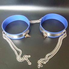 Фіксатори для ніг з кріпленням на стегнах БДСМ з ланцюжками синьо сріблястого кольору Bdsm4u