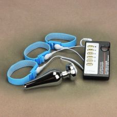 Анальная втулка и кольца на пенис с электростимуляцией размер L