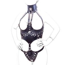 Женское белье кожаное черное для БДСМ Bdsm4u