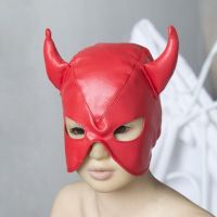Красная маска на глаза для интимных игр Рога быка
