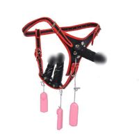 Жіночий вібрострапон із вагінально-анальною стимуляцією для секс-ігор чорний