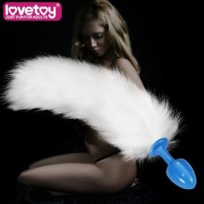 Анальная пробка с белый хвостом Lovetoy