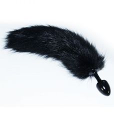 Пробка анальна lovetoy чорна з хвостом