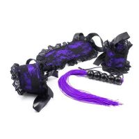 Набор для БДСМ черно-фиолетовый(маска,наручники,плетка)