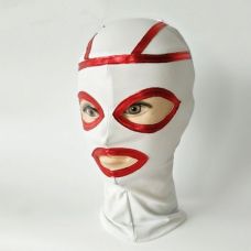 Бело-красная латексная маска на глаза с прорезами для БДСМ