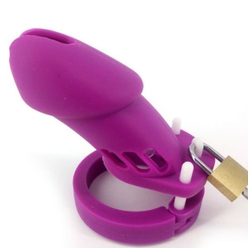 Пояс верности на пенис с кольцами фиолетовый
