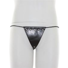 Сексуальные женские кожаные стринги для БДСМ черные