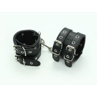 Кожаные черные наручники для секса БДСМ PL11042