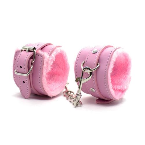 Гламурные розовые наручники с мехом