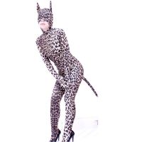 Сексуальный леопардовый костюм из спандекса с молнией сзади унисекс
