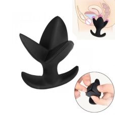 Анальная силиконовая пробка-цветок черная