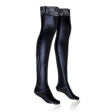 Вінілові жіночі блискучі чорні панчохи Bdsm4u