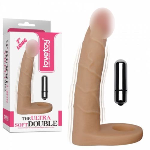 Вибро-насадка на пенис для двойного проникновения The Ultra Soft Double-Vibrating