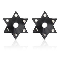 Кожаные стикини в виде звездочек черные