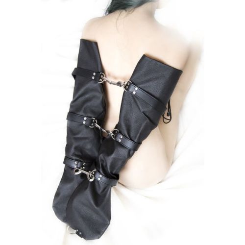 Бондаж-рукава для связывания рук за спиной экокожа черный