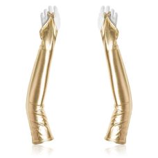 Золотисті вінілові рукавички з відкритими пальцями Cottelli Collection