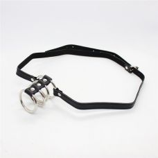 Металевий бондаж для статевого члена з чорним ременем