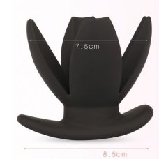 Силиконовая анальная пробка с лепестками черная