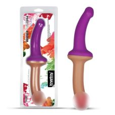 Двухсторонний огромный фаллоимитатор реалистичный телесно фиолетового цвета Lovetoy Premium