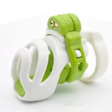 Пояс верности мужской БДСМ с 4 кольцами салатового цвета с белым Bdsm4u размер Small