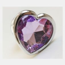 Анальна пробка серце з сереневим каменем розмір М