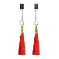 Зажимы для сосков с силиконовыми наконечниками и красными кисточками Lovetoy