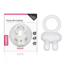 Белое эрекционное кольцо с вибрацией Lovetoy Power Clit Cockring Rabbit