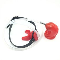 Пояс верности для члена с мочеиспускательной системой в кляп красный