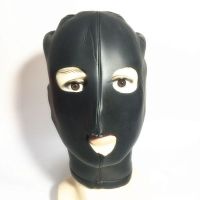 Маска на голову з вирізами для очей та рота БДСМ чорного кольору Bdsm4u