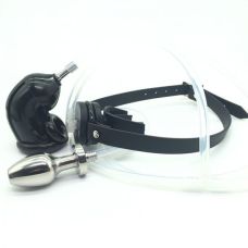 Пояс вірності для чоловіків з уринальною системою з'єднаною з кляпом чорний OXBALL RECYCLER