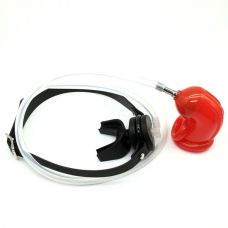 Уринальная система мужской пояс верности соедененный трубкой с кляпом для рта Bdsm4u OXBALLS красный