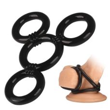 Эрекционные кольца черного цвета 4 штуки Bdsm4u Rings Cock