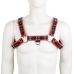 Кожаная портупя на грудь для мужчин черная с красны Bdsm4u