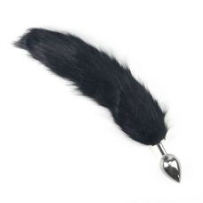 Анальная втулка металлическая Lovetoy с черным хвостом