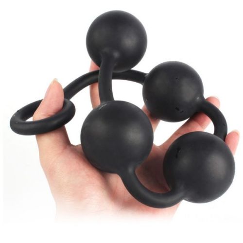 Анальные силиконовые шарики черные Bdsm4u размер S
