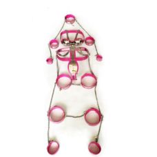 Комплект для фіксації тіла жіночий з поясом цнотливості з нержавіючої сталі рожевий Model-T