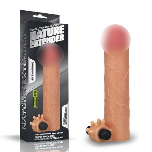 Насадка удлиняющая на пенис с вибропулей силиконовая Silicone Nature Extender