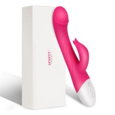 Вагінальний вібратор з кліторальним відростком і функцією обігріву рожевий Levett 