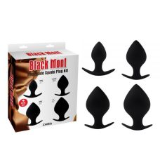 Набор анальных пробок силиконовых черных разных размеров Chisa