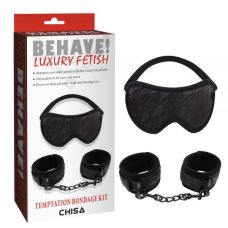 Чорний БДСМ набір з маски і наручників Chisa Temptation Bondage Kit