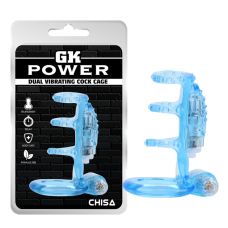 Вибронасадка на член голубого цвета Chisa Dual Vibrating Cock Cage