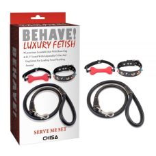 Набір з кляпа для рота і нашийника з повідцем Chisa Serve Me Set