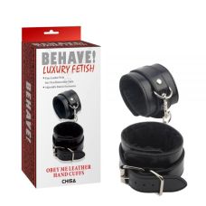 Оковы для рук черные кожаные Chisa Obey Me Leather Hand Cuffs