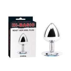 Анальная пробка алюминиевая серебристая с бирюзовым камнем Chisa Heart