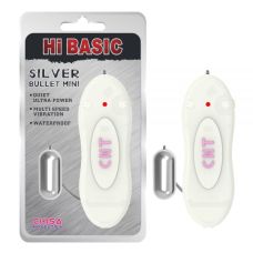 Віброкуль для стимуляції клітора сріблястого кольору з білим пультом керування Chisa