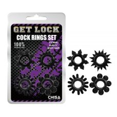 Набір ерекційних кілець різної форми чорного кольору Chisa Cock Rings Set