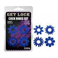 Набор эрекционных колец разной формы синего цвета Chisa Cock Rings Set