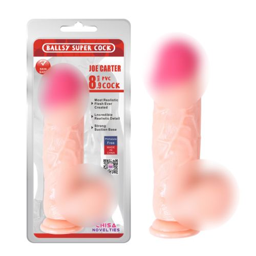 Фаллоимитатор на присоске телесного цвета с розовой головкой Chisa Joe Carter Dildo
