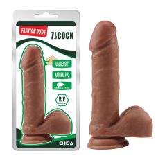 Фалоімітатор реалістичний на присосці коричневого кольору Chisa Fashion Dude довжина 195 мм