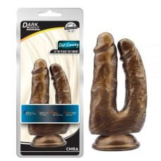 Двойной фаллоимитатор реалистичный на присоске золотистого цвета Chisa Dick Cumming